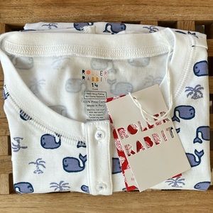 Roller Rabbit Girls pajama top moby whale size 14 NWT